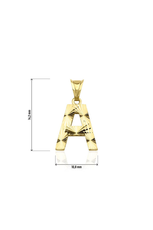 14ct Gold A Letter Mini Shine Pendant