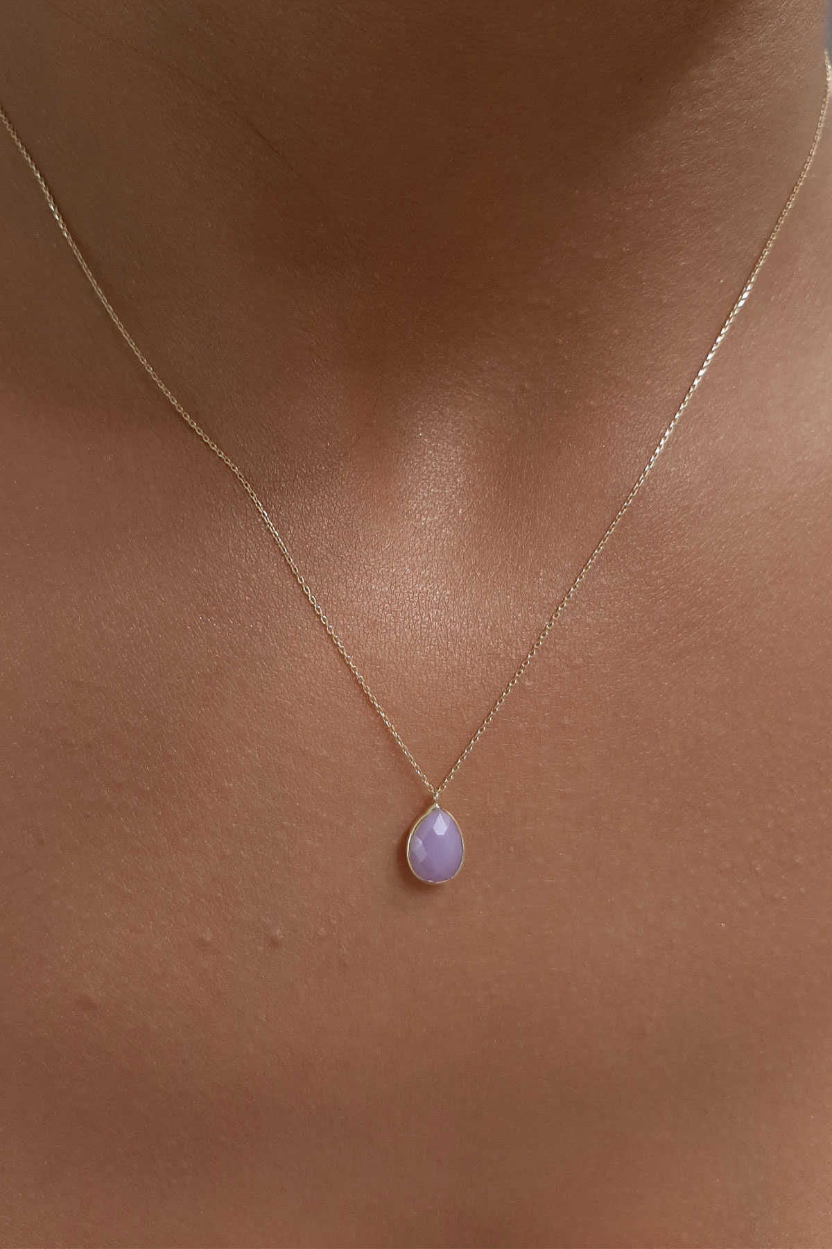 14ct Gold Quartz Teardrop Necklace