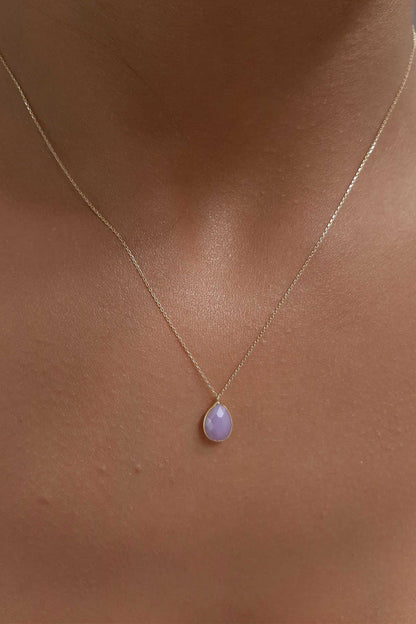 14ct Gold Quartz Teardrop Necklace