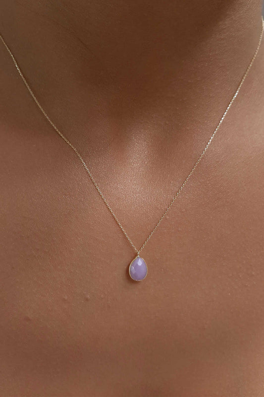 14ct Gold Quartz Teardrop Necklace