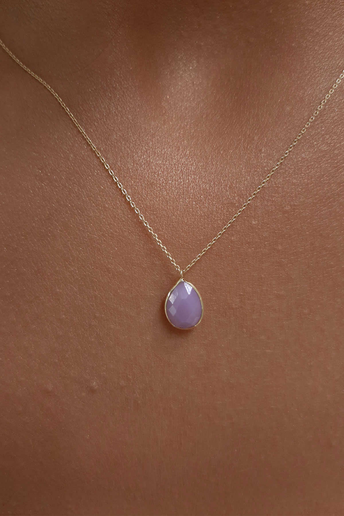14ct Gold Quartz Teardrop Necklace
