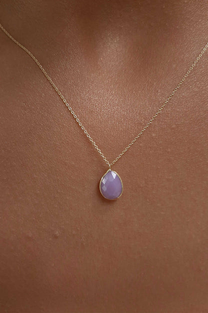 14ct Gold Quartz Teardrop Necklace