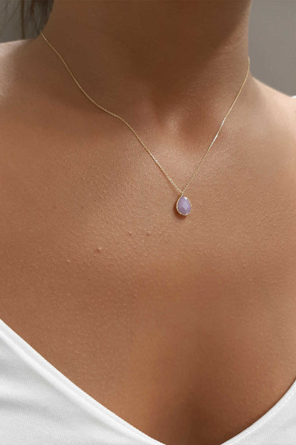 14ct Gold Quartz Teardrop Necklace