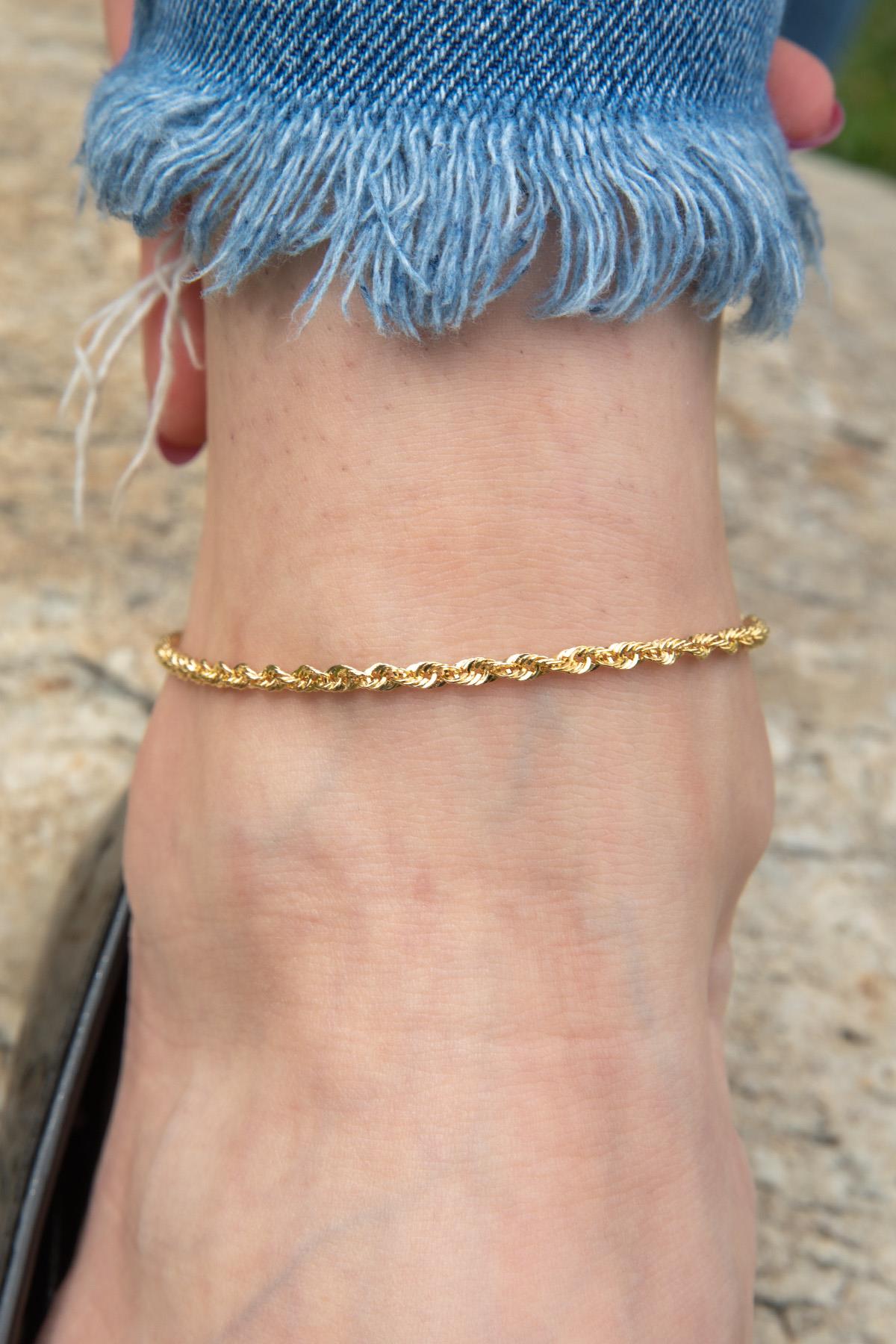 14ct Gold Sparkling Twisted Anklet