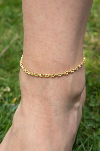 14ct Gold Sparkling Twisted Anklet